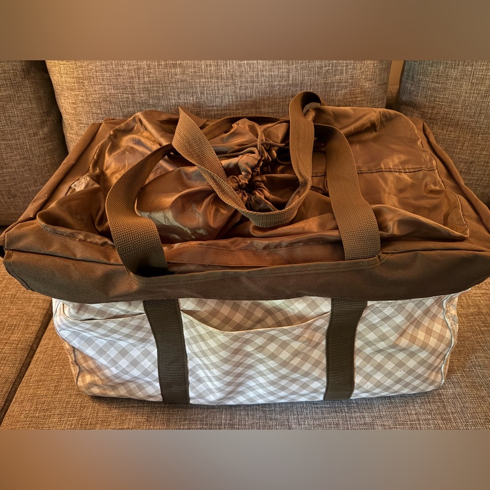 Thirty-one brown gingham large utility tote